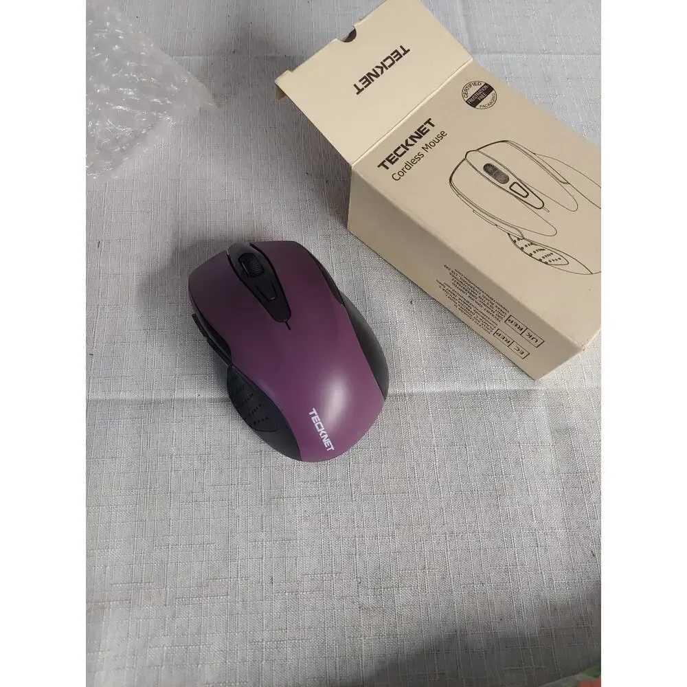 TeckNet Cordless Mouse Wireless USB Receiver Ergonomic Design Purple Black